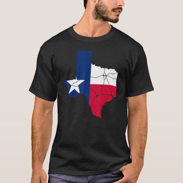 T-shirt États-Unis Retro Texas Drapeau Google Carte Americ (Devant)