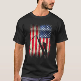 T-shirt États-Unis Saxophone Vintage américain Drapeau drô