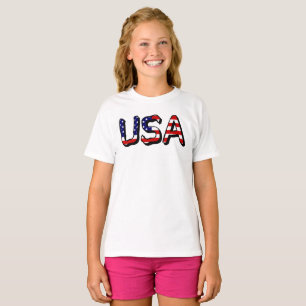 T-shirt États-Unis superposés sur le drapeau américain