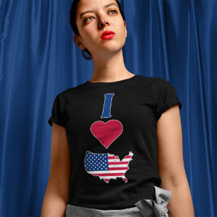 T-shirt États-Unis Vertical I Love États-Unis Amérique Dra