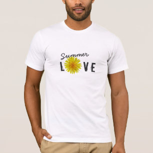 T-shirt Été Amour Joyeux Fleur Jaune toutes les couleurs