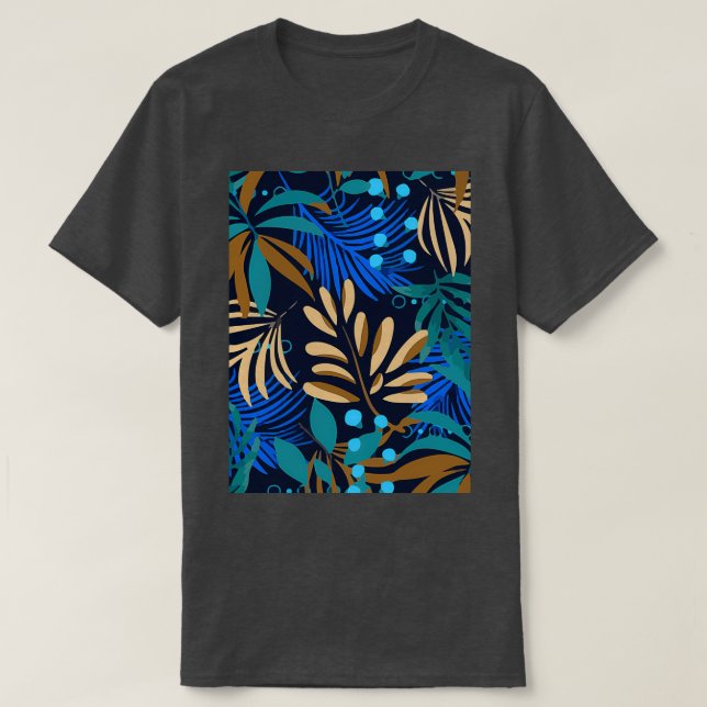 T-shirt Été Bright Seamlesstropical Feuille Plantes Dark (Design devant)