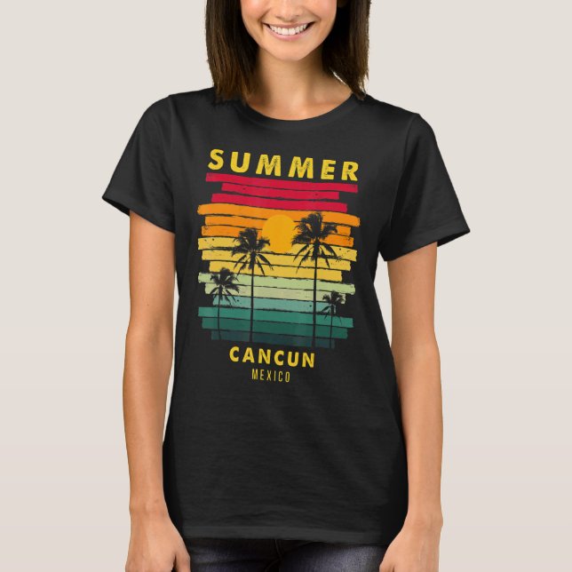 T-shirt Été Cancun Mexico Beach Sunset Retro (Devant)
