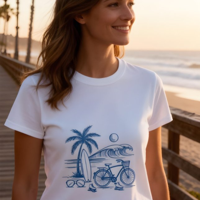 T-shirt Été côtier californien -bleu- (Créateur téléchargé)