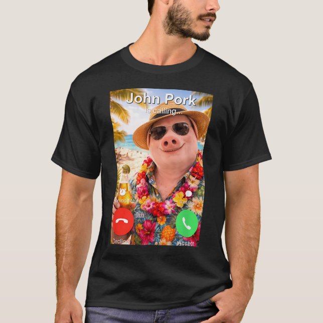 T-shirt Été de plage drôle John Pork appelle Brainrot (Devant)