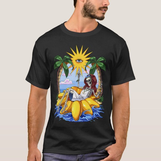 T-shirt Été de squelette hippie (Devant)