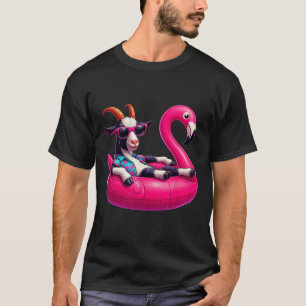 T-shirt Été drôle chèvre rose piscine fête hawaïenne été