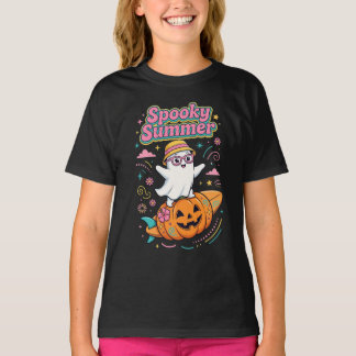 T-shirt Été effrayant de fantôme de surf de citrouille de