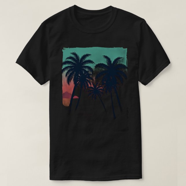 T-shirt Été Éternel Vaporwave Tropical Coucher de Soleil P (Design devant)