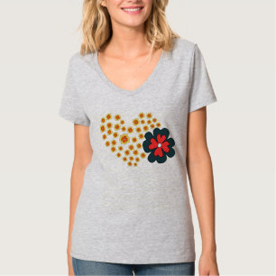 T-shirt Été Femme Daisy Flower Heart