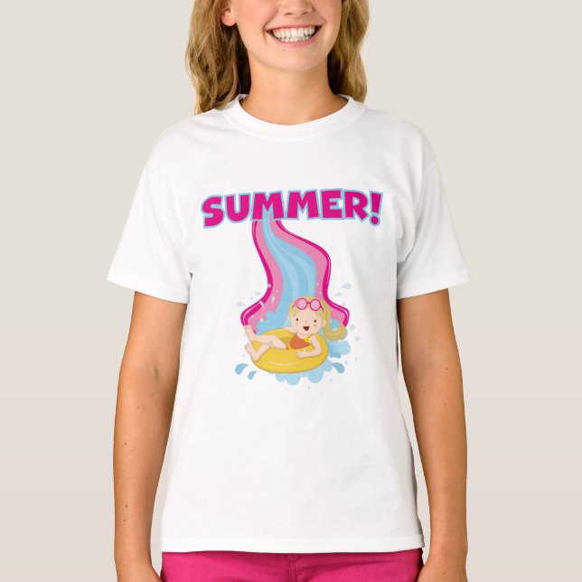 T-shirt Été Fille blonde (Devant)