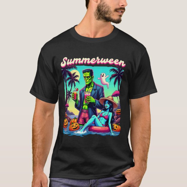 T-shirt Été Halloween Zombie Frankenstein Bo (Devant)