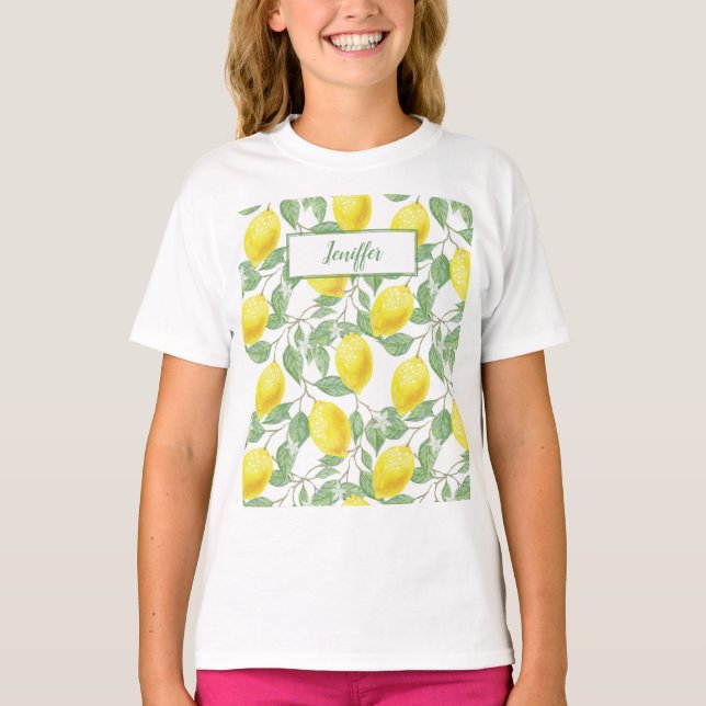 T-shirt Été jaune citron doux. (Devant)