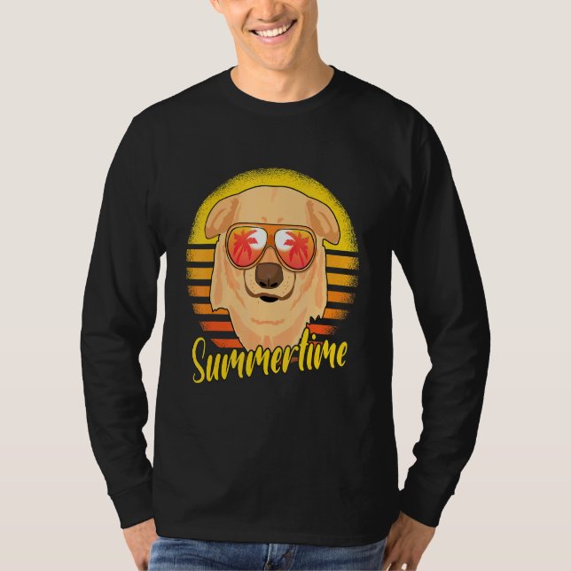 T-shirt Été Labrador Rétro Sunset Beach Vacances La (Devant)