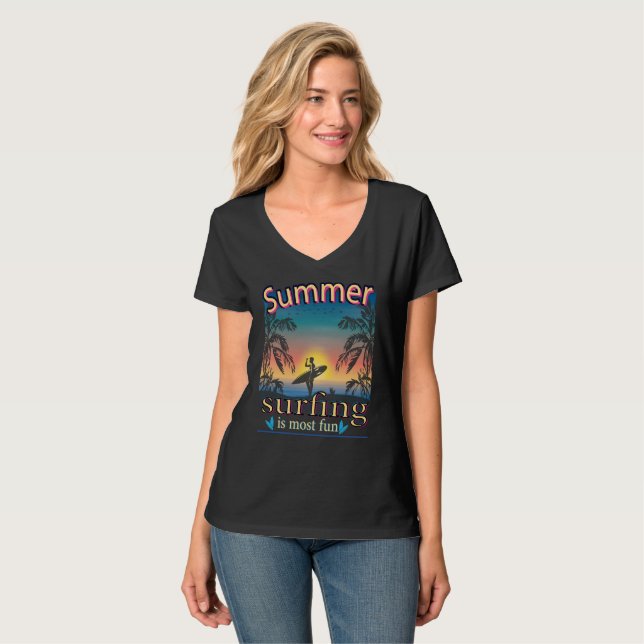 T-shirt Été - Le Surf Est Le Plus Amusant (Devant entier)