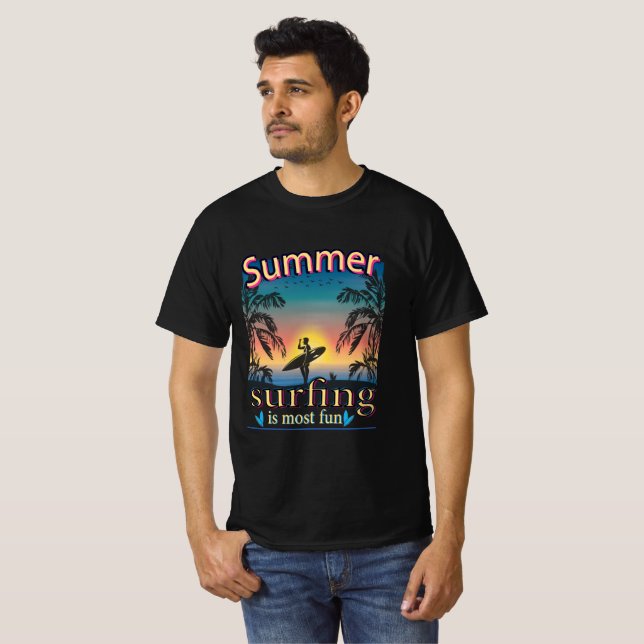 T-shirt Été - Le Surf Est Le Plus Amusant (Devant entier)