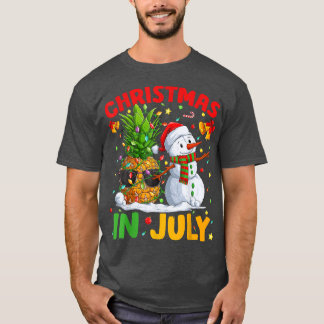 T-shirt Été Noël Lumières Ananas Sable Snowman Noël