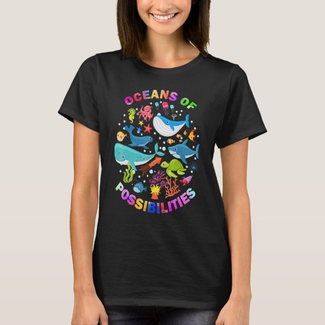 T-shirt Été Océans De Possibilités Lecture D'Animaux De Me (Devant)