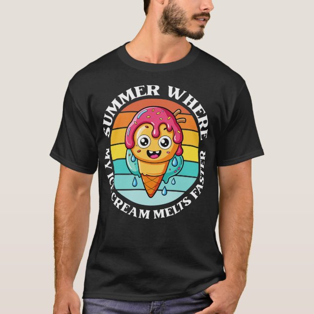 T-shirt été où ma glace fond plus vite (Devant)