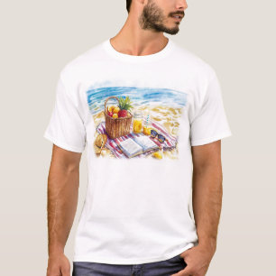 T-shirt Eté Plage Pique-nique Aquarelle Illustration - Vib