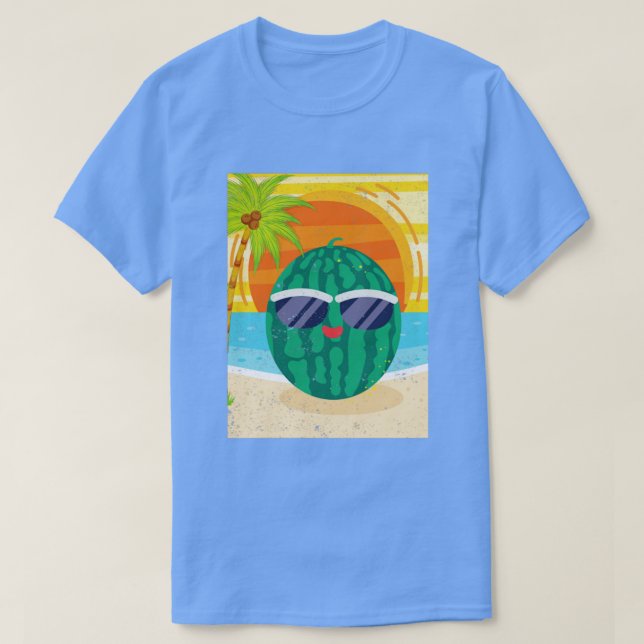 T-shirt Eté Plage tropicale Coucher du soleil Funny Fruit  (Design devant)