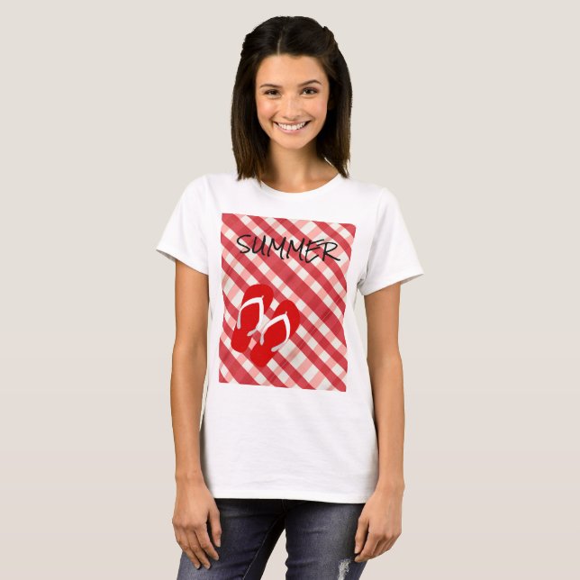 T-shirt Été rouge de bascule électronique (Devant entier)