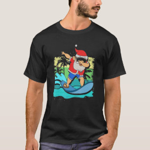 T-shirt Été Santa Claus Hawaiien Surfant Noël En