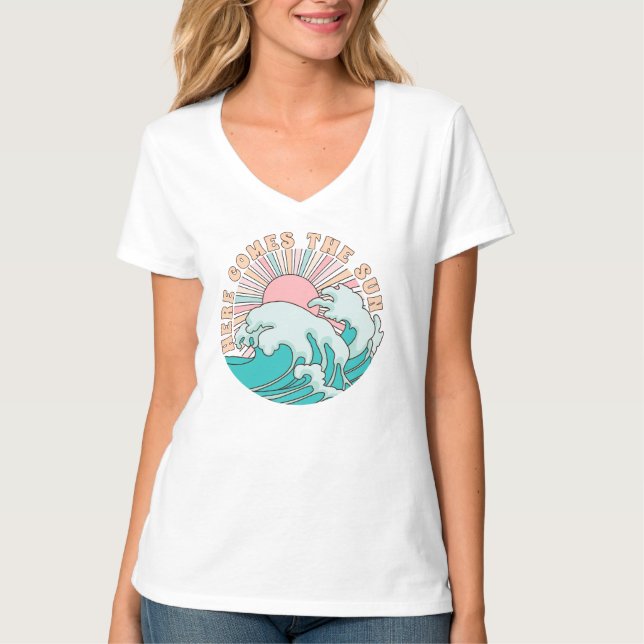 T-shirt Été Sun Waves Beach Graphic (Devant)