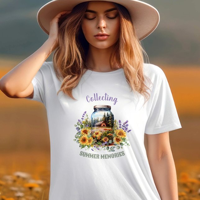 T-shirt Été Sunflower Camping Nature Nom personnalisé Text (Summer Sunflower Camping Nature Custom Name Text T-Shirt)