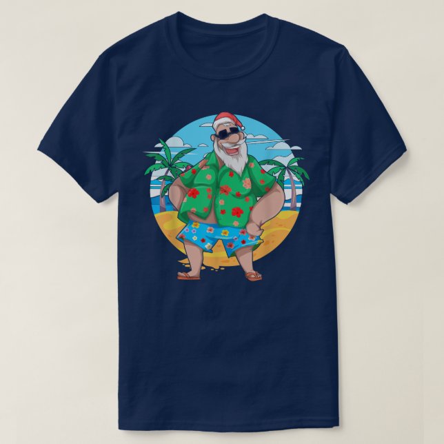 T-shirt Été tropical Santa Claus Palmiers Noël I (Design devant)