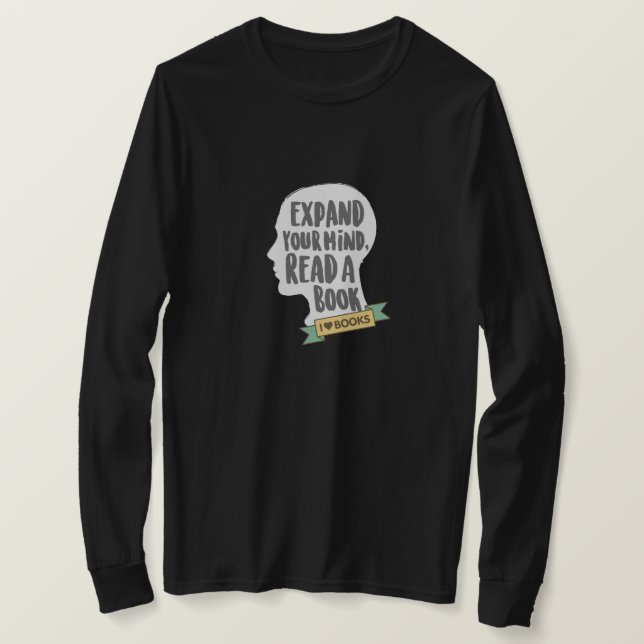 T-shirt Étendez votre esprit en lisant un livre Citer noir (Design devant)