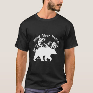 T-shirt Étendue de la rivière Vent Poissons Montagnes Ours