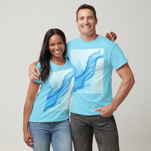T-shirt Éthéal Blue Liquide Art Éperal (Unisexe)