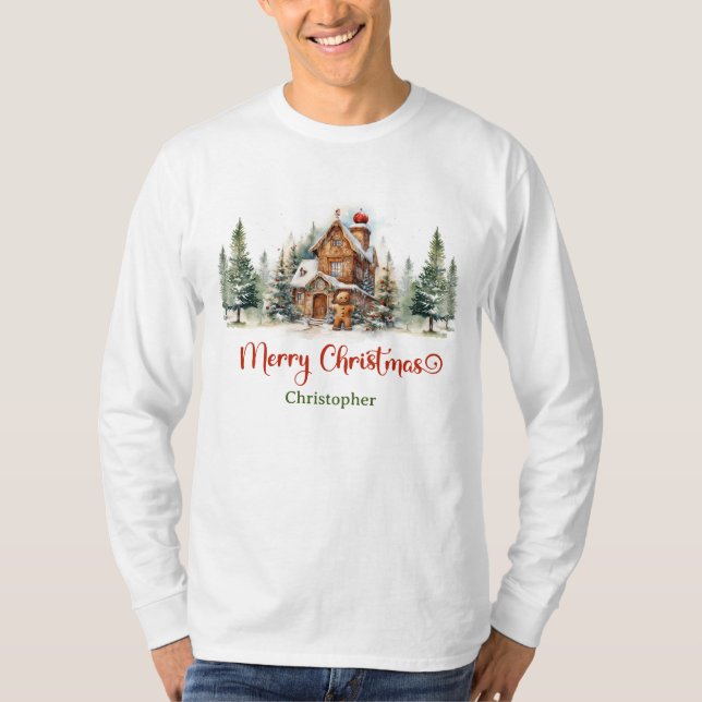 T-shirt Ethereal aquarelle design gingembre maison en pain (Devant)