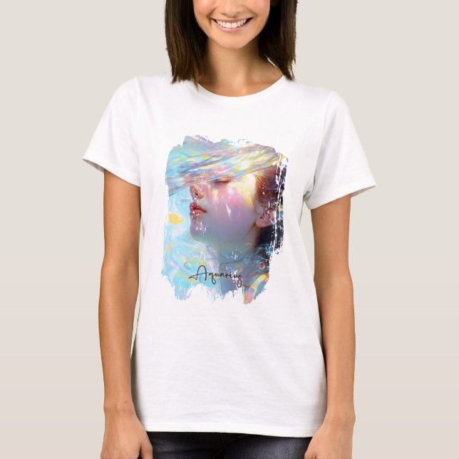 T-shirt Ethereal Aquarius Femme dans Dreamy Watercolor Art (Devant)