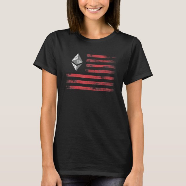 T-shirt Ethereum Crypto Eth Cryptomonnaie Drapeau Hommes E (Devant)