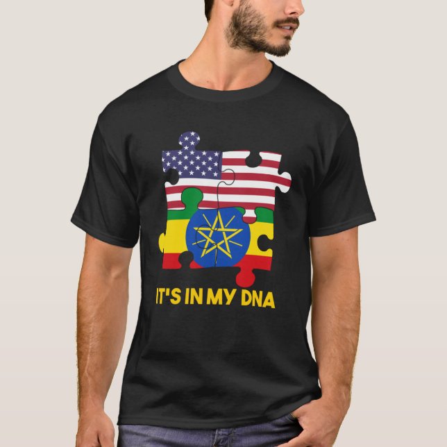 T-shirt Ethiopia Ethiopians Africa Flag Proud DNA American (Devant)