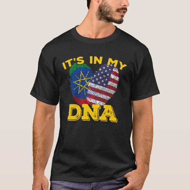 T-shirt Ethiopia Ethiopians Africa Flag Proud DNA American (Devant)