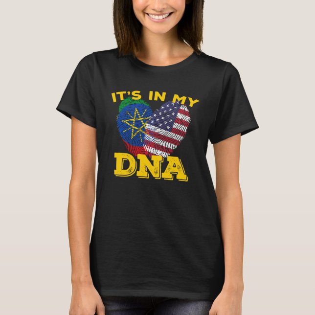 T-shirt Ethiopia Ethiopians Africa Flag Proud DNA American (Devant)