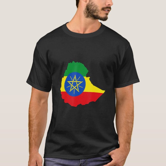 T-shirt Ethiopia flag in Ethiopia outline Ethiopia (Devant)