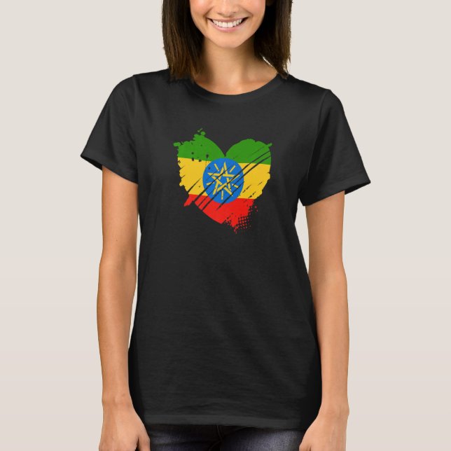 T-shirt Ethiopie Drapeau J'aime Ethopia C'est dans mon ADN (Devant)