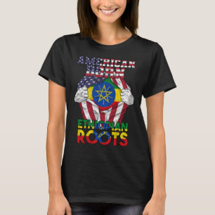T-shirt Éthiopie Éthiopiens Afrique Drapeau Fier ADN Améri