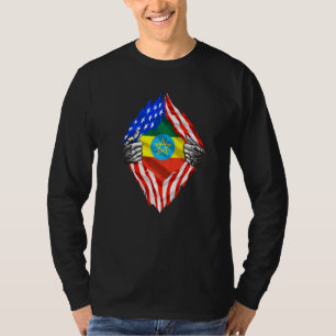 T-shirt Ethiopie Racines Drapeau Usa Patriotique Ethiopie