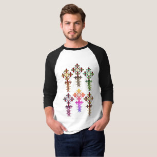 T-shirt éthiopien de raglan de douille de la croi