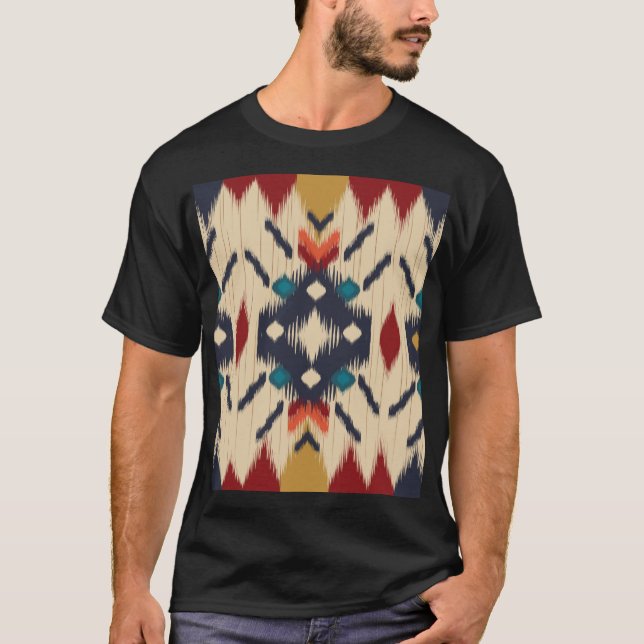 T-shirt Ethnic Abstrait : Tribal Geometry Print. (Devant)