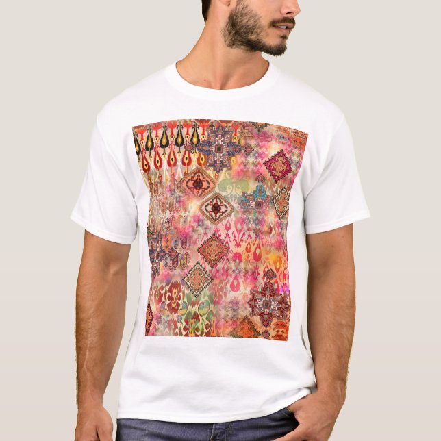 T-shirt Ethnic Digital Abstrait Motif sans fil (Devant)
