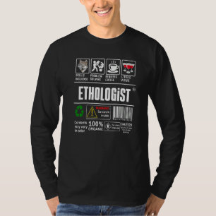 T-shirt Éthologiste Compétences Étiquettes Résoudre le vin