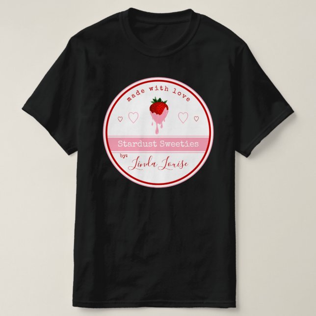T-shirt étiquette à la fraise recouverte de chocol (Design devant)