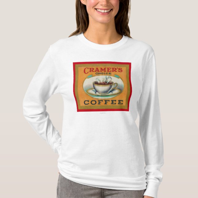 T-shirt Étiquette bien choisi du café de Cramer (Devant)