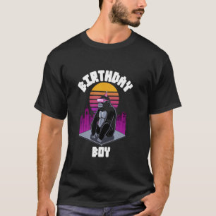 T-shirt Étiquette d'anniversaire de singe pour enfants ave